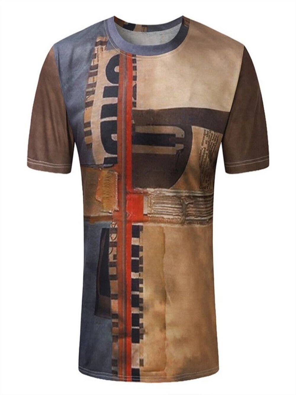 T-Shirt Mens Vintage Printed Short Sleeve Blouse Summer Casual Fitness Tops Tee - Picture 10 of 12